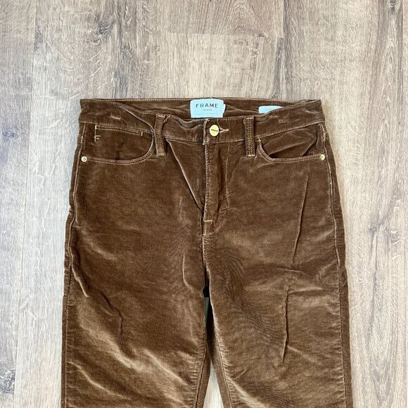 Frame Le High Straight in Warm Tan Corduroy Sz 27 - Picture 3 of 13